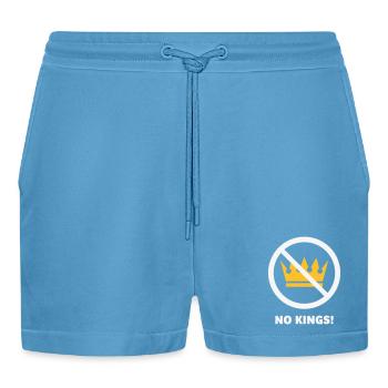 Keine Könige! (Protestdesign / NEG 2C) - Organic Relaxed Cropped Shorts Made in EU -  Sol Blue - Vorne