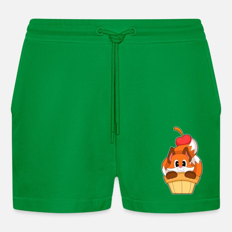 Fuchs Eiswaffel Kirsche - Organic Relaxed Cropped Shorts Made in EU - City Green