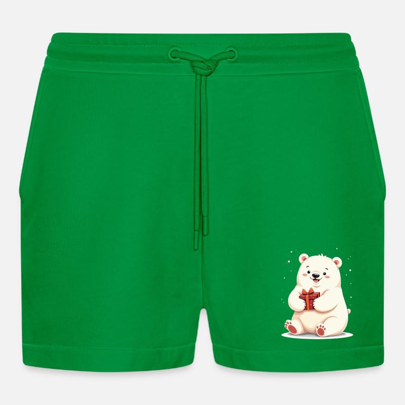 Niedlicher Eisbär mit Geschenkillustration - Organic Relaxed Cropped Shorts Made in EU - City Green