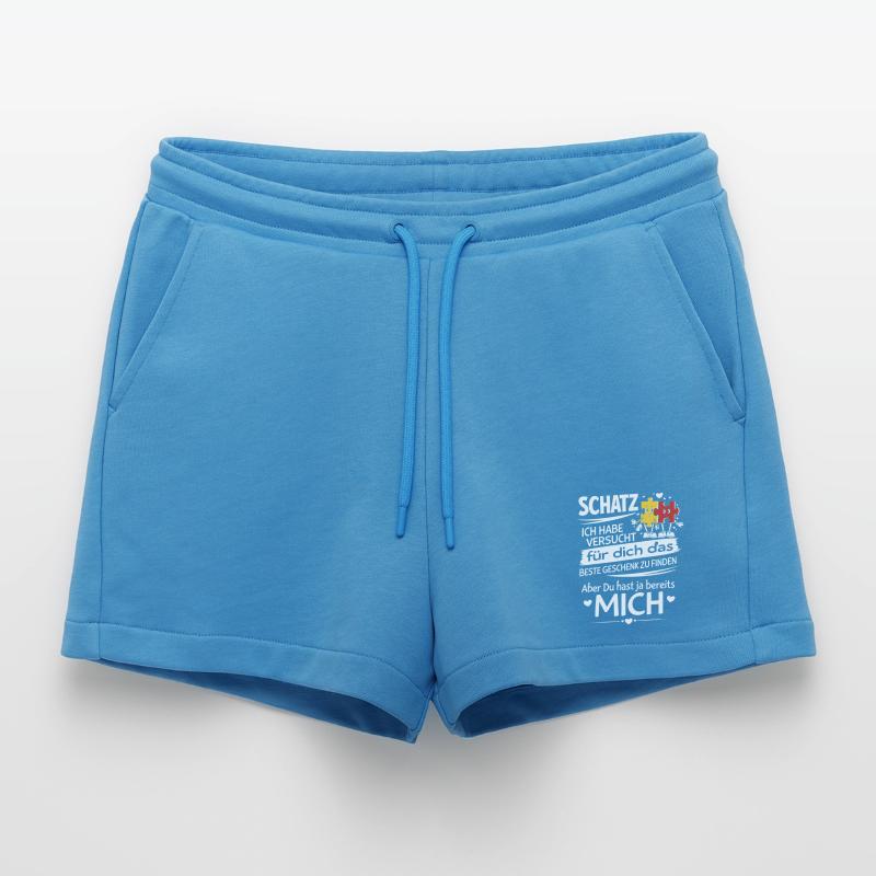 Schatz Geschenk Spruch Puzzleherz Organic Relaxed Cropped Shorts Made in EU