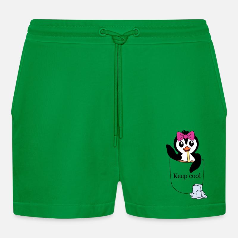Pinguin in Brusttasche – Keep cool - Organic Relaxed Cropped Shorts Made in EU - City Green