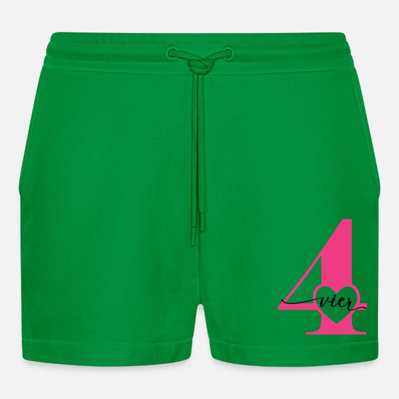Ziffer Vier 4 mit Herz - Organic Relaxed Cropped Shorts Made in EU - City Green