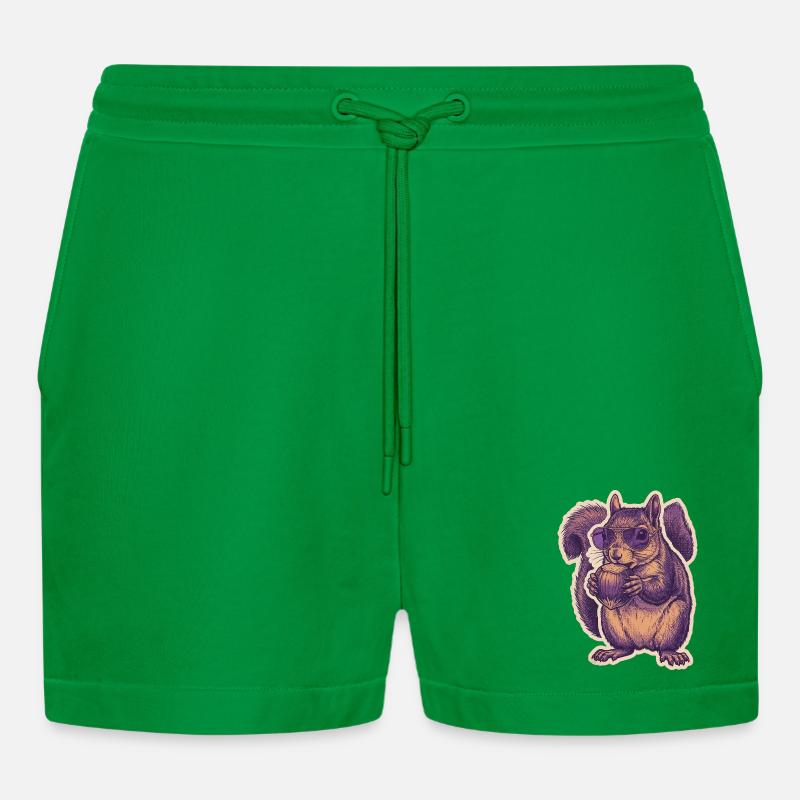 Eichhörnchen Mit Sonnenbrille Knabbert Haselnuss - Organic Relaxed Cropped Shorts Made in EU - City Green