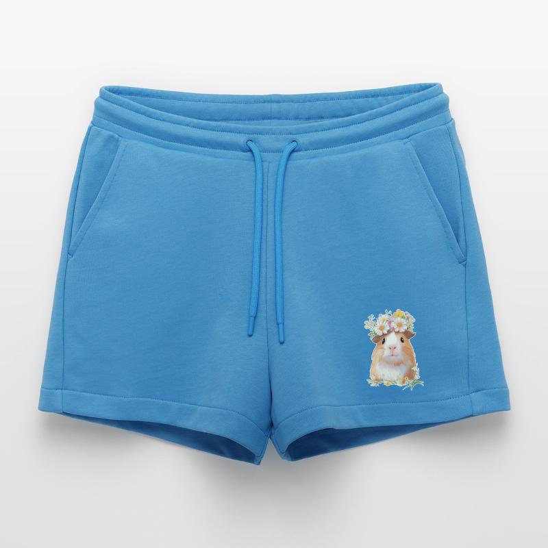 Cochon d’Inde avec des fleurs Short bio décontracté court fabriqué en UE