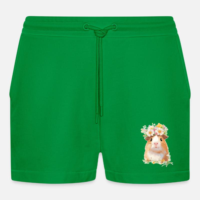Cochon d’Inde avec des fleurs - Short bio décontracté court fabriqué en UE - City Green