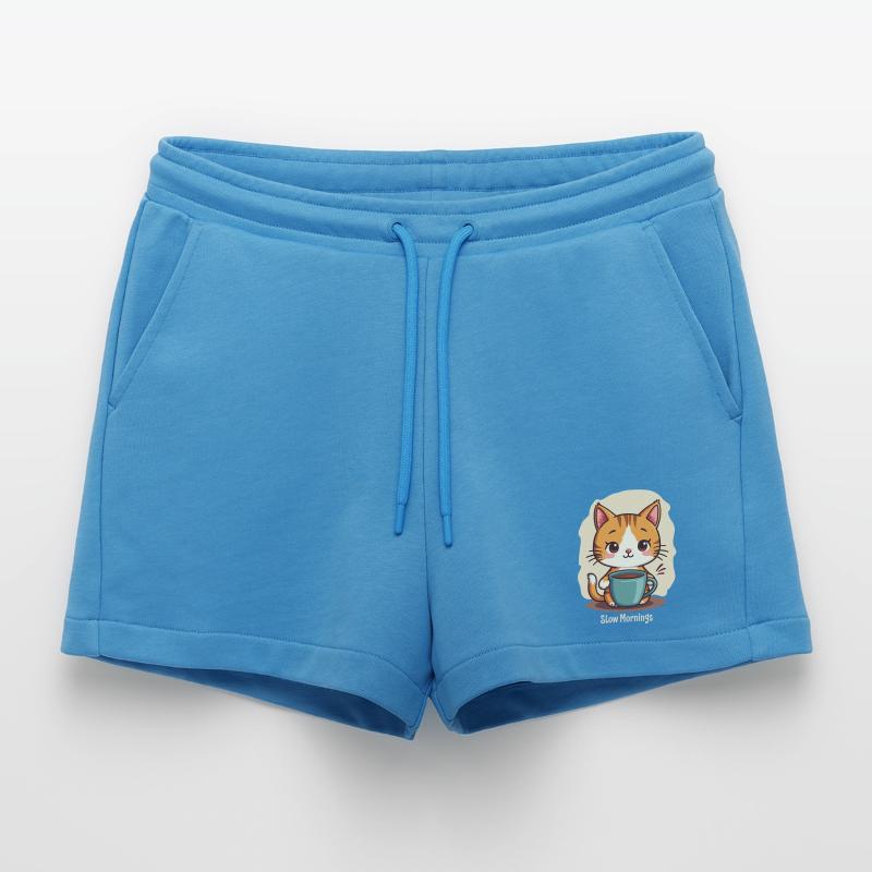 Langsame Morgenkatze mit Kaffee Organic Relaxed Cropped Shorts Made in EU