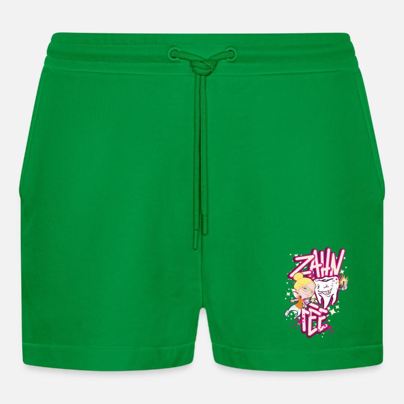 Zahnheldin Comiczauber - Organic Relaxed Cropped Shorts Made in EU - City Green