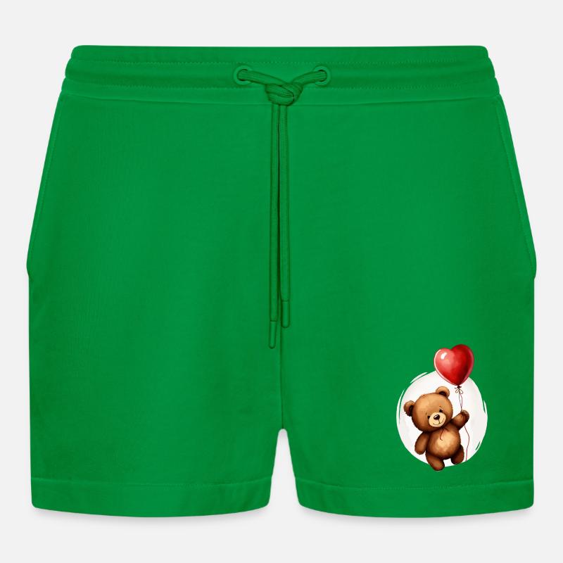 Bär mit Ballon - Organic Relaxed Cropped Shorts Made in EU - City Green