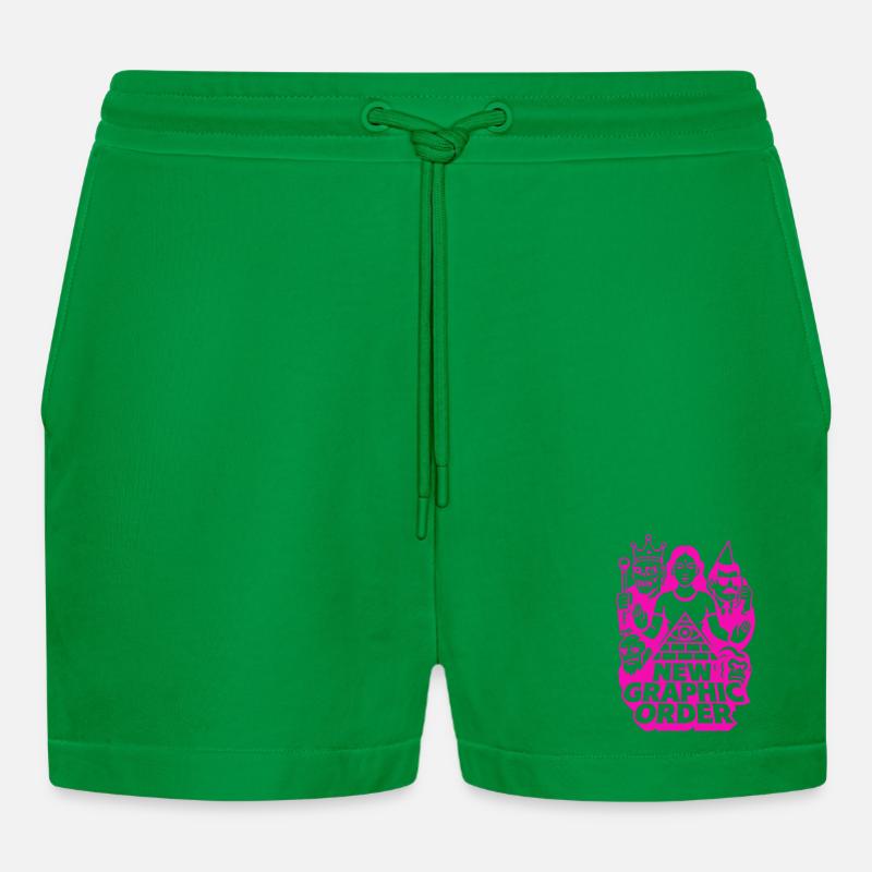 Nouvelle commande graphique Pulp Art rose - Short bio décontracté court fabriqué en UE - City Green