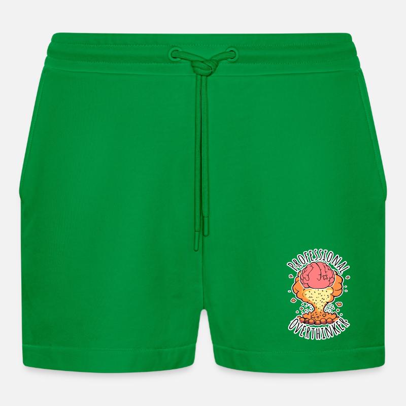 Professional Overthinker - Brain Explosion! - Organic Relaxed Cropped Shorts Made in EU - City Green