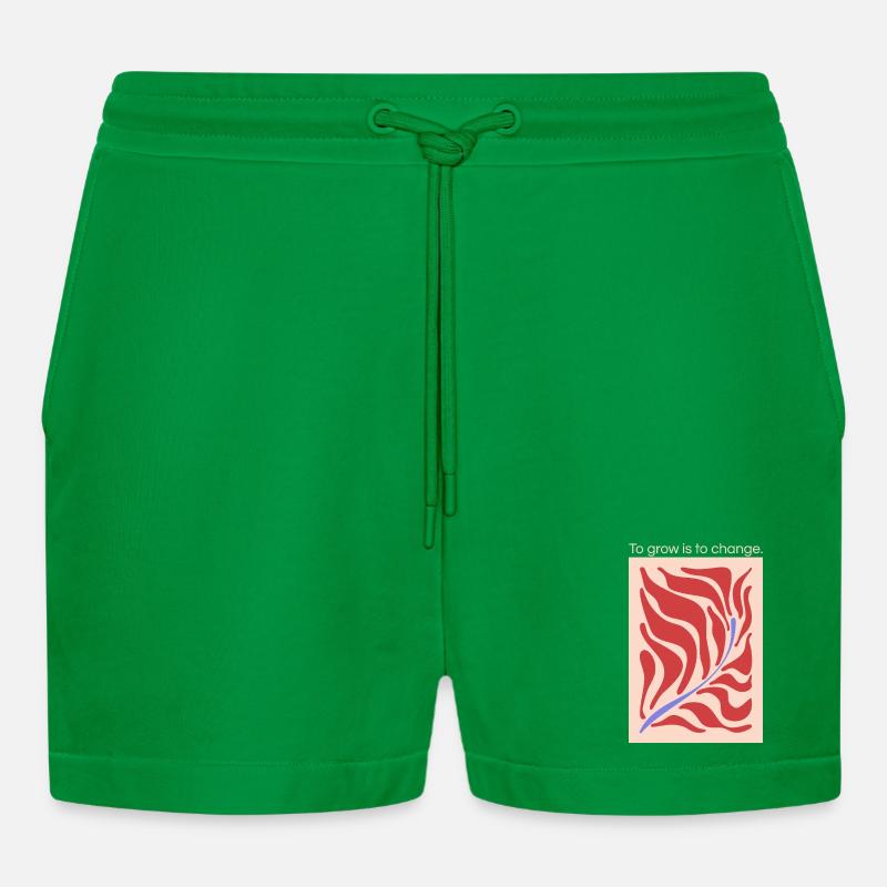 Growth through change – leaf shape pattern - Organic Relaxed Cropped Shorts Made in EU - City Green