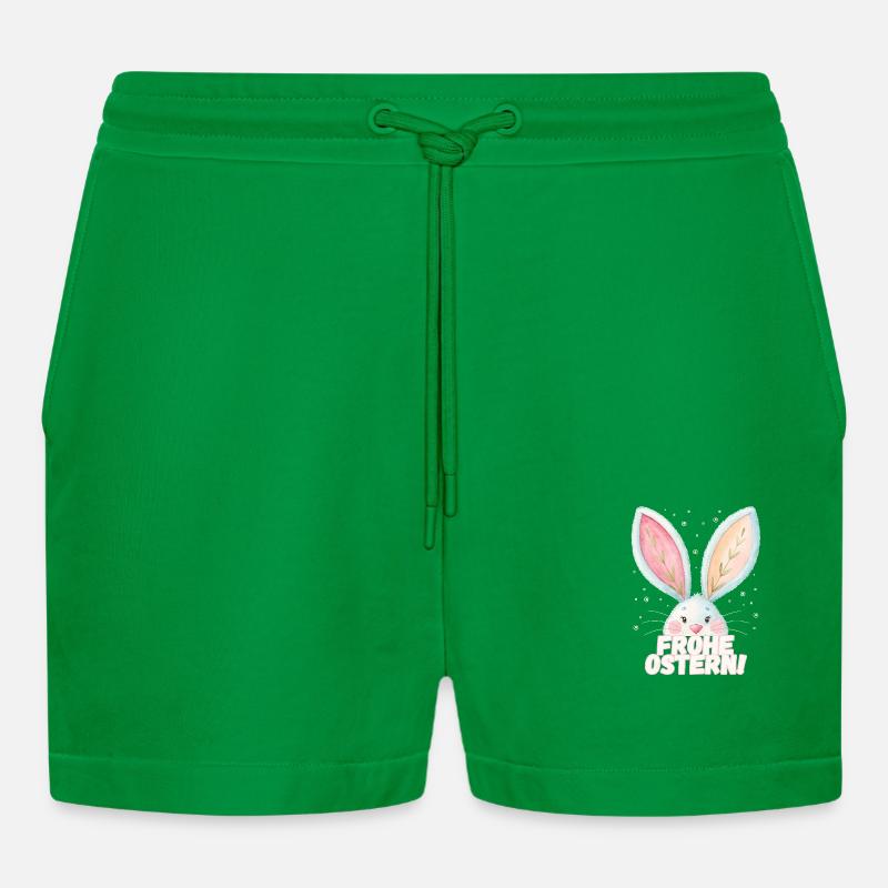 Happy Easter! Cute Easter Bunny - Organic Relaxed Cropped Shorts Made in EU - City Green