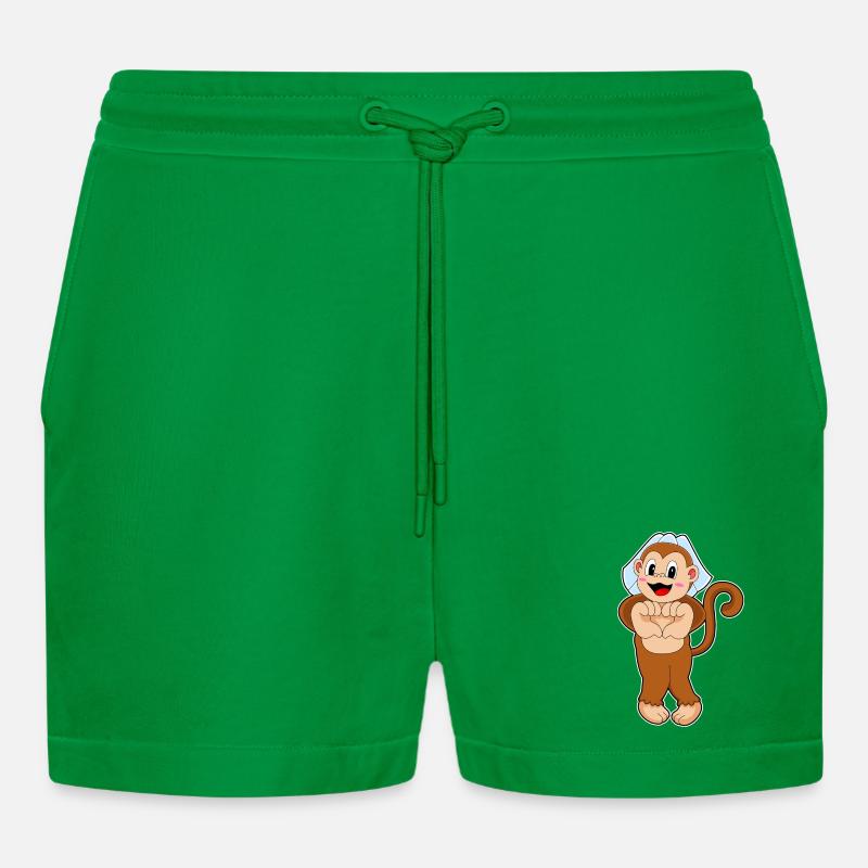 Affe Braut Hochzeit - Organic Relaxed Cropped Shorts Made in EU - City Green