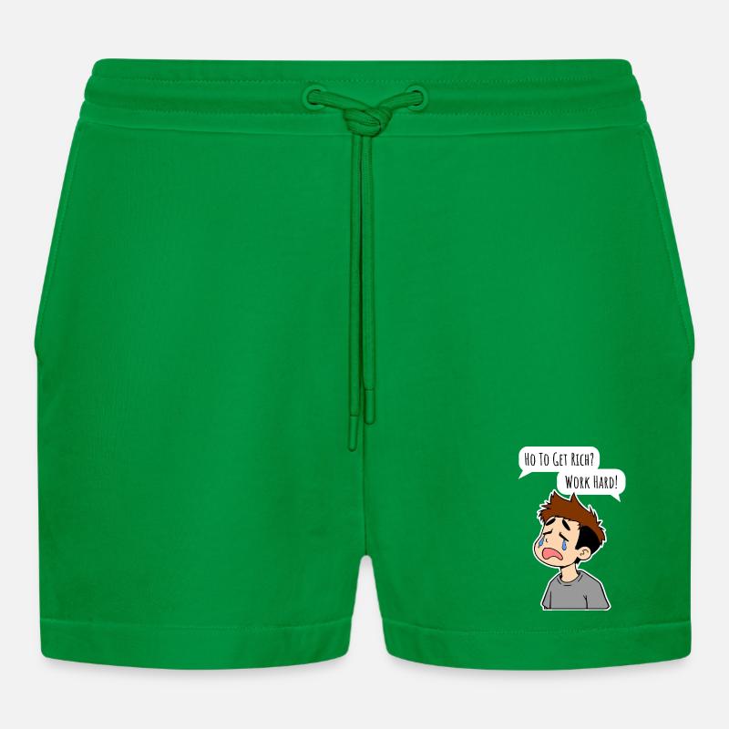 Wie wird man reich? Arbeite hart! - Organic Relaxed Cropped Shorts Made in EU - City Green