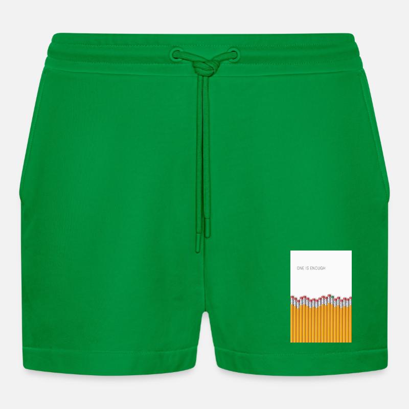 One Is Enough Statement Design - Organic Relaxed Cropped Shorts Made in EU - City Green