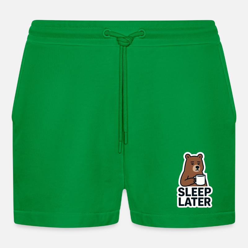 Bär Ruhiger Schlaf Später Illustration - Organic Relaxed Cropped Shorts Made in EU - City Green