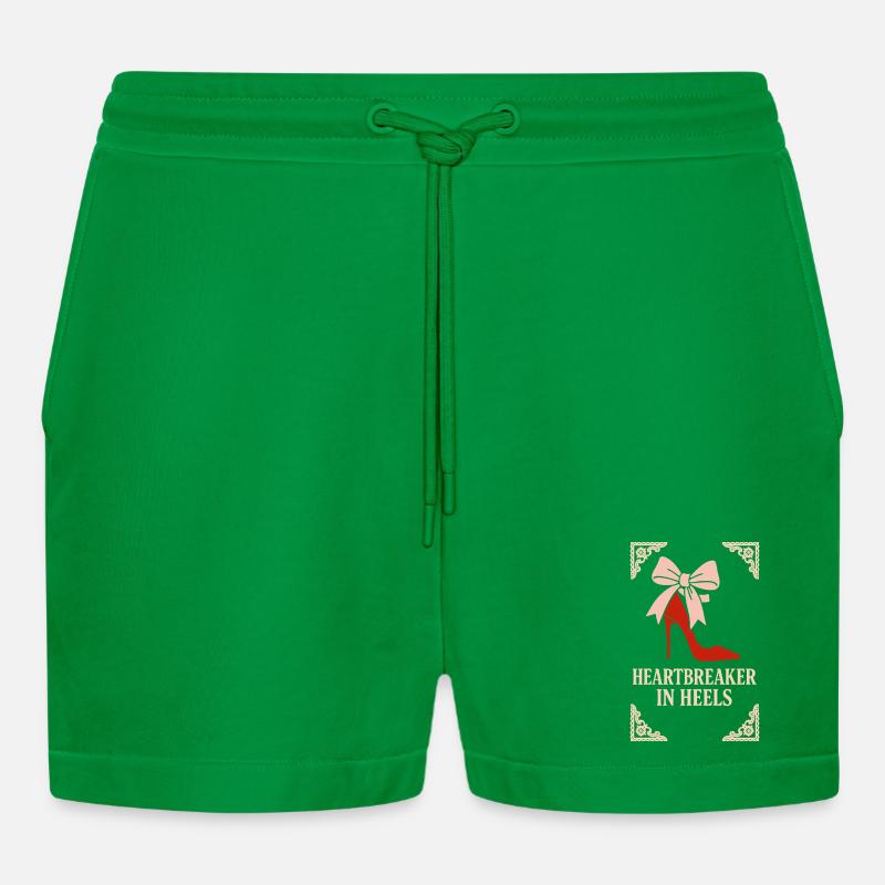Coquette Aesthetic Bow Pattern Girly Pastel - Organic Relaxed Cropped Shorts Made in EU - City Green