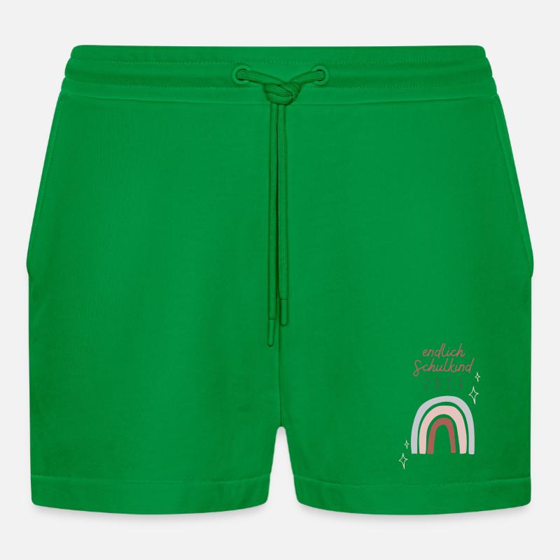 Endlich Schulkind 2026 Regenbogen Schuleinführung - Organic Relaxed Cropped Shorts Made in EU - City Green