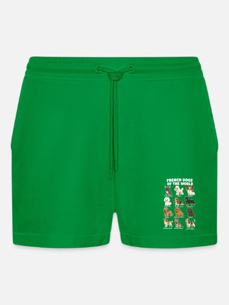 French Dog Breed Chart Cute - Organic Relaxed Cropped Shorts Made in EU - City Green