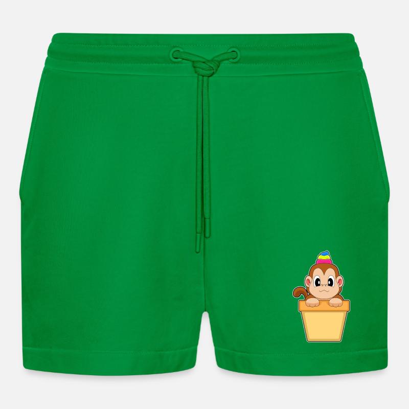 Affe Eisbecher - Organic Relaxed Cropped Shorts Made in EU - City Green