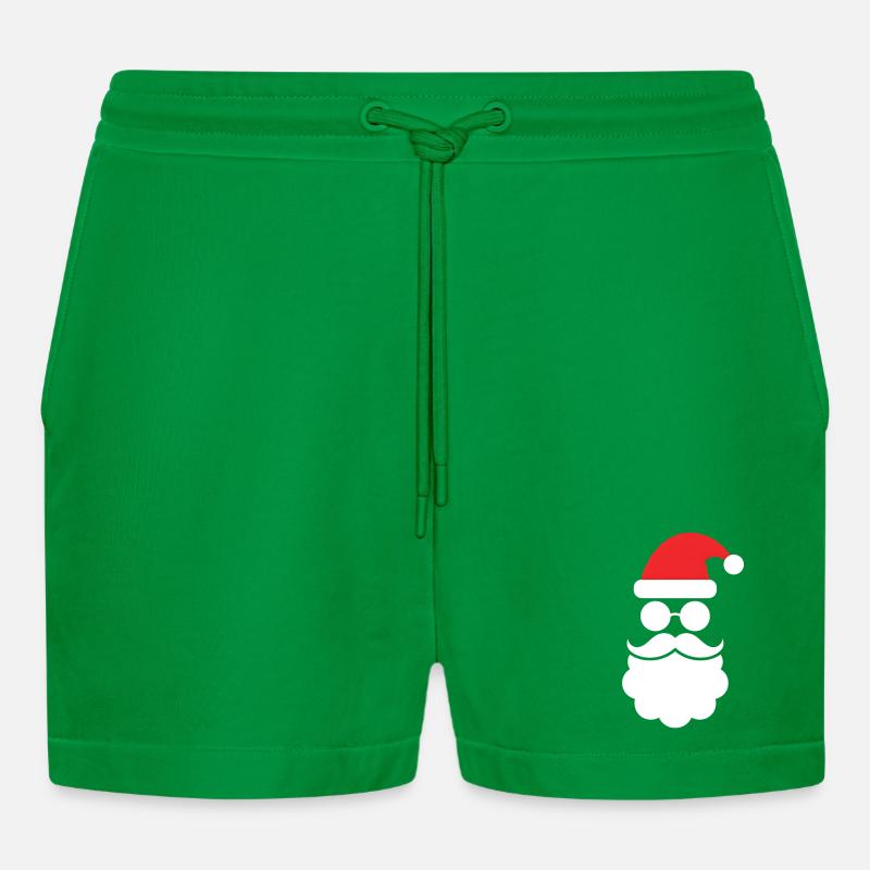 Weihnachtsmann mit Bart Minimal Kopf Design - Organic Relaxed Cropped Shorts Made in EU - City Green