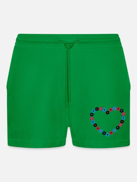 Heart of flowers - Organic Relaxed Cropped Shorts Made in EU - City Green