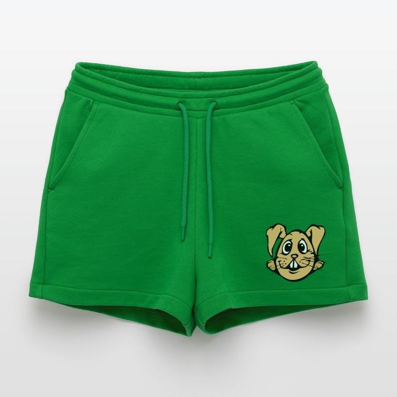 Rabbit! comic bunny egg funny egghead Easter Organic Relaxed Cropped Shorts Made in EU