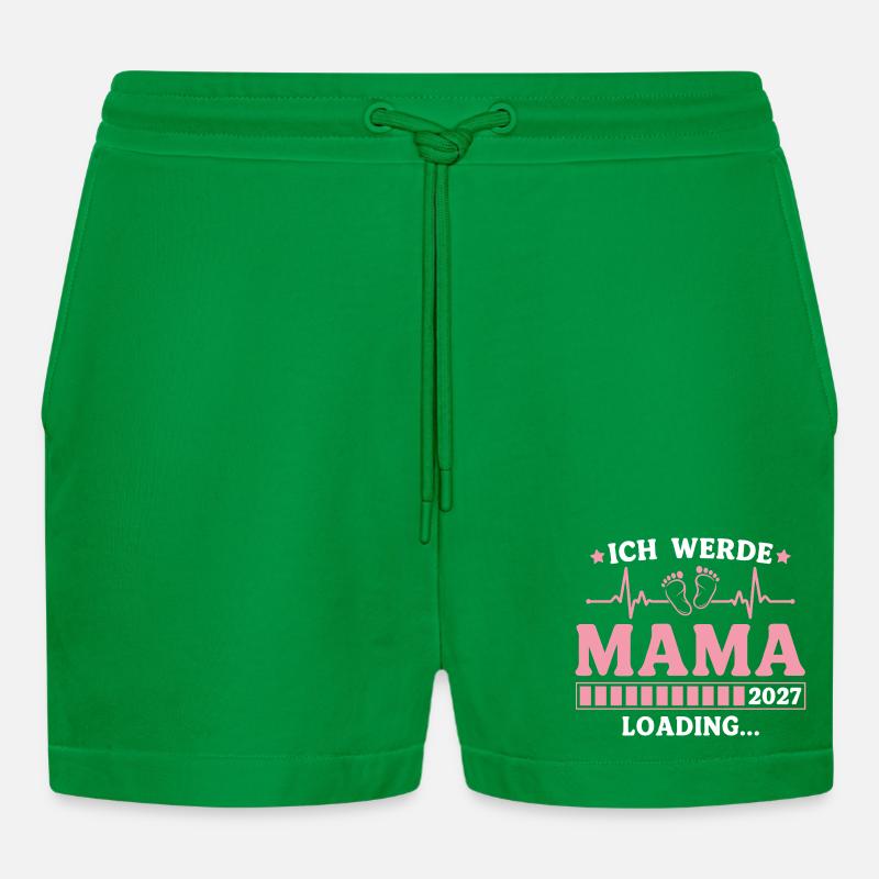 Ich werde Mama 2027 – Werdende Mutter - Organic Relaxed Cropped Shorts Made in EU - City Green
