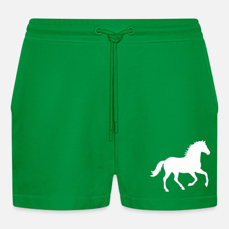 Silhouette d’un cheval sauvage - Short bio décontracté court fabriqué en UE - City Green