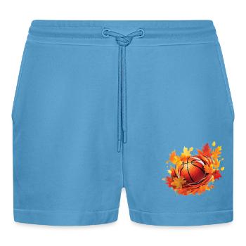 Feuilles de basketball, d’érable et de chêne en automne - Short bio décontracté court fabriqué en UE -  Sol Blue - Devant