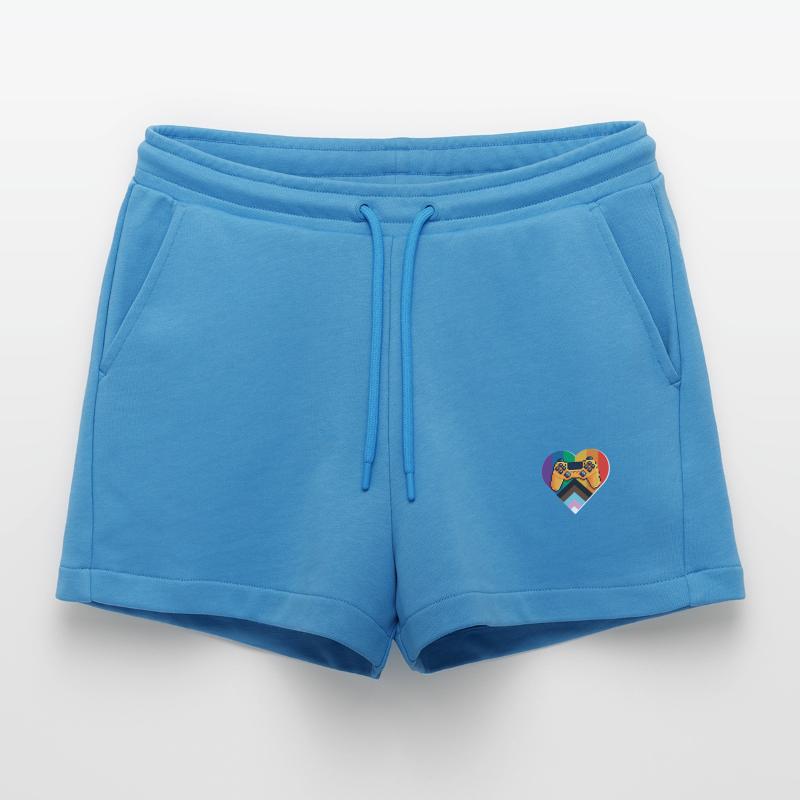 Pixel-Controller Herz im Regenbogen Organic Relaxed Cropped Shorts Made in EU