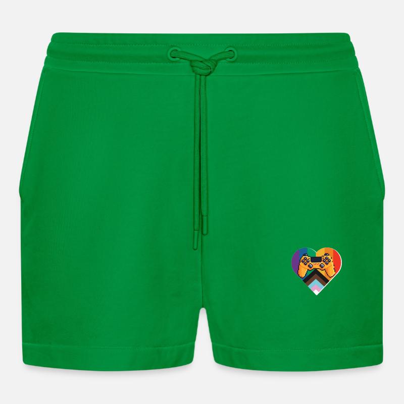 Pride Gaming Controller - Organic Relaxed Cropped Shorts Made in EU - City Green
