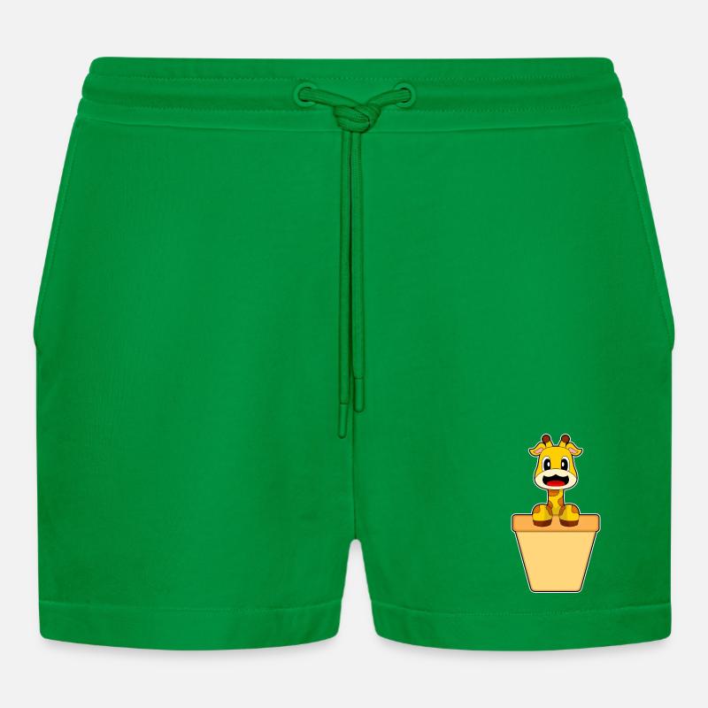 Giraffe Cream Cone - Organic Relaxed Cropped Shorts Made in EU - City Green