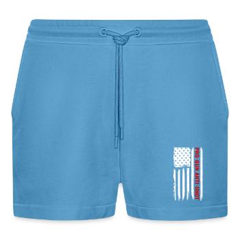 Pro-guns, anti-idiot - Organic Relaxed Cropped Shorts Made in EU -  Sol Blue - Front