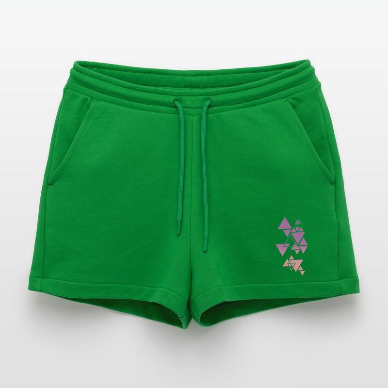 Gradient Triangle Pattern Pink Organic Relaxed Cropped Shorts Made in EU