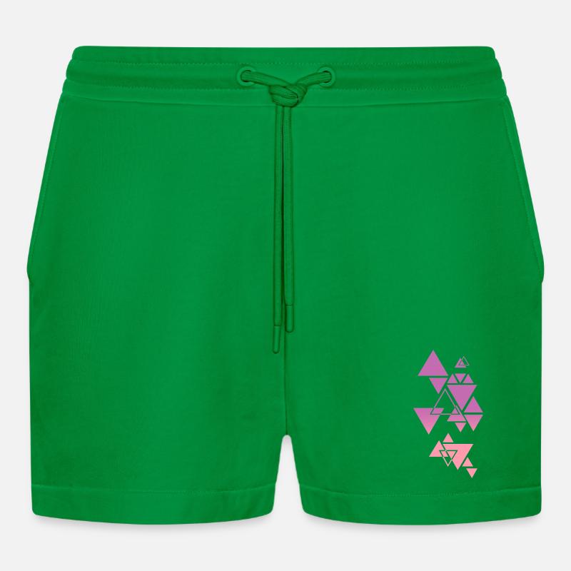 Gradient Triangle Pattern Pink - Organic Relaxed Cropped Shorts Made in EU - City Green