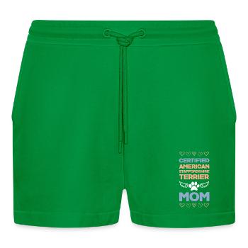 Certified American Staffordshire Terrier Mom - Organic Relaxed Cropped Shorts Made in EU - City Green - Front