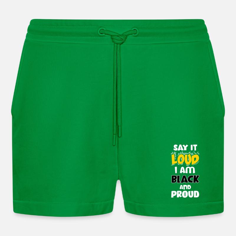 Loud Black Bold Statement Empowerment Design - Organic Relaxed Cropped Shorts Made in EU - City Green