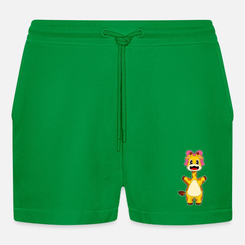 Giraffe Bow - Organic Relaxed Cropped Shorts Made in EU - City Green