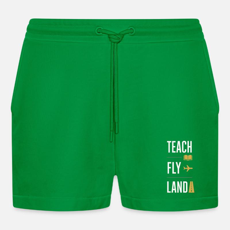 Fluglehrer Cfi Pilot Luftfahrtlehrer - Organic Relaxed Cropped Shorts Made in EU - City Green