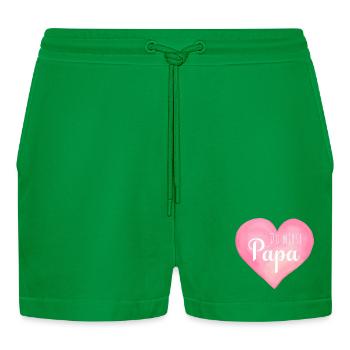 Du wirst Papa Herz - Organic Relaxed Cropped Shorts Made in EU - City Green - Vorne