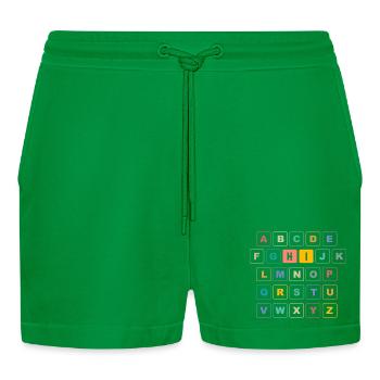 ABC Button HI - Kindergarten Vorschule - Organic Relaxed Cropped Shorts Made in EU - City Green - Vorne