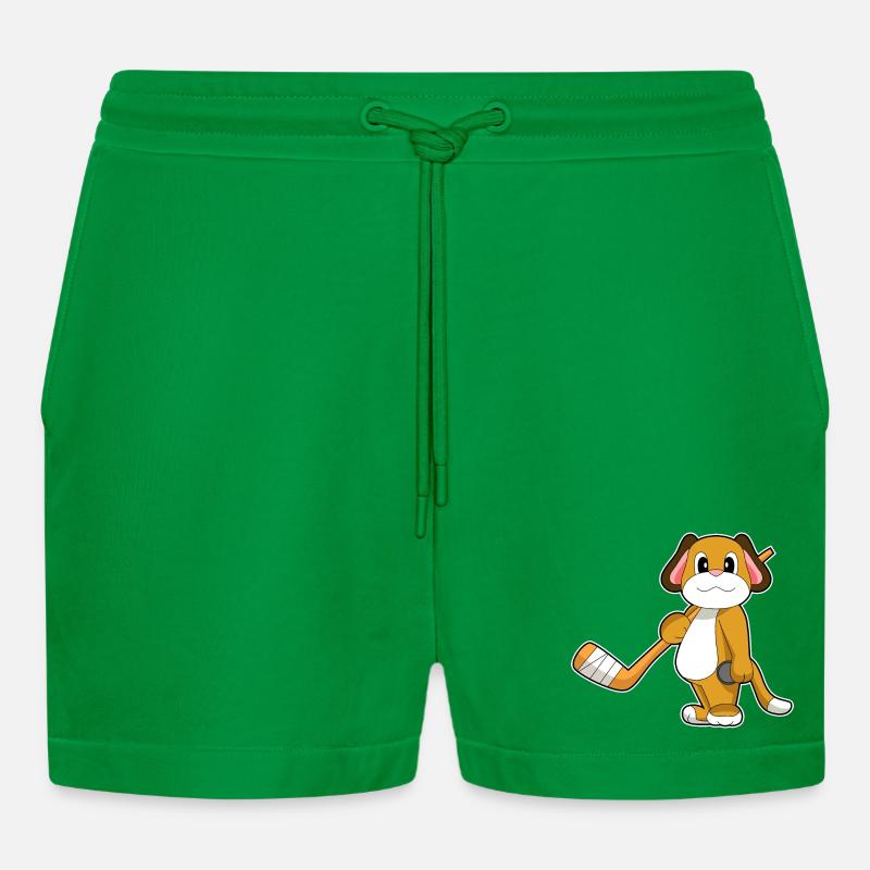Hund Eishockey Eishockeyschläger - Organic Relaxed Cropped Shorts Made in EU - City Green
