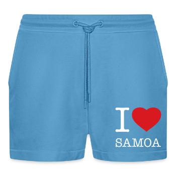 I LOVE SAMOA - Organic Relaxed Cropped Shorts Made in EU -  Sol Blue - Front