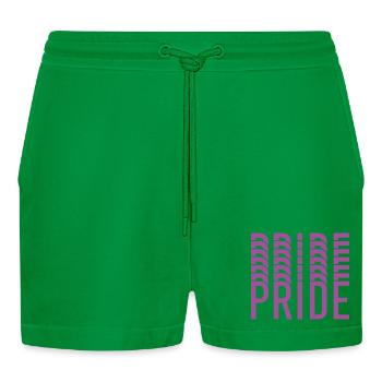 Purple Pride Typografie-Mosaik - Organic Relaxed Cropped Shorts Made in EU - City Green - Vorne
