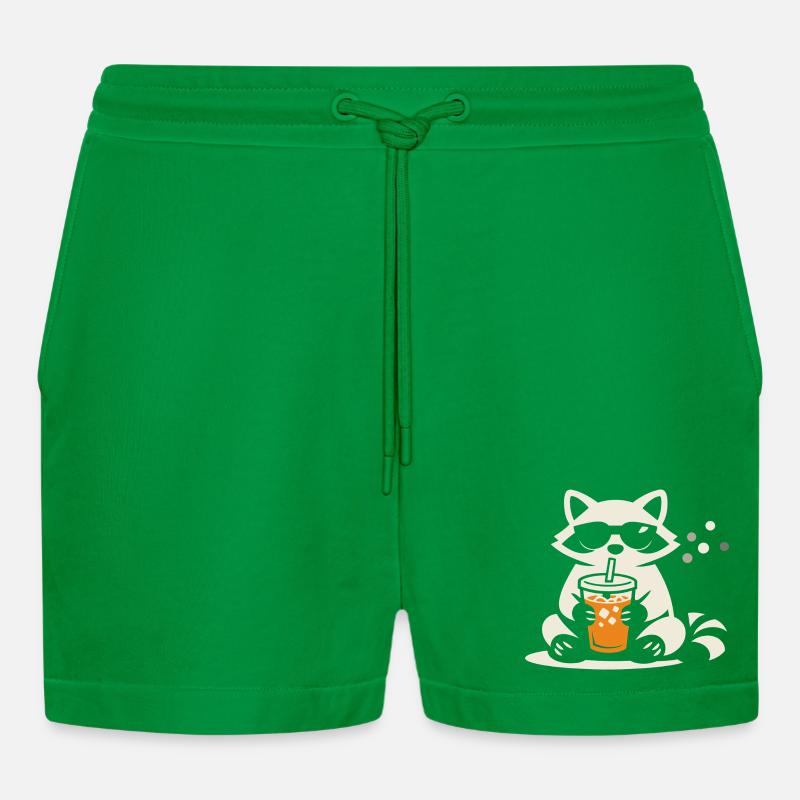 Waschbär Eiskaffee Lustig Geschenk Sommer - Organic Relaxed Cropped Shorts Made in EU - City Green