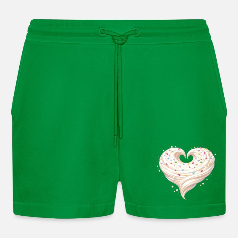 Flødehjerte bagesødt design - Organic relaxed cropped shorts made in EU - City Green