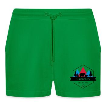 Kanada in die Wildnis mit Bären und Wald - Organic Relaxed Cropped Shorts Made in EU - City Green - Vorne