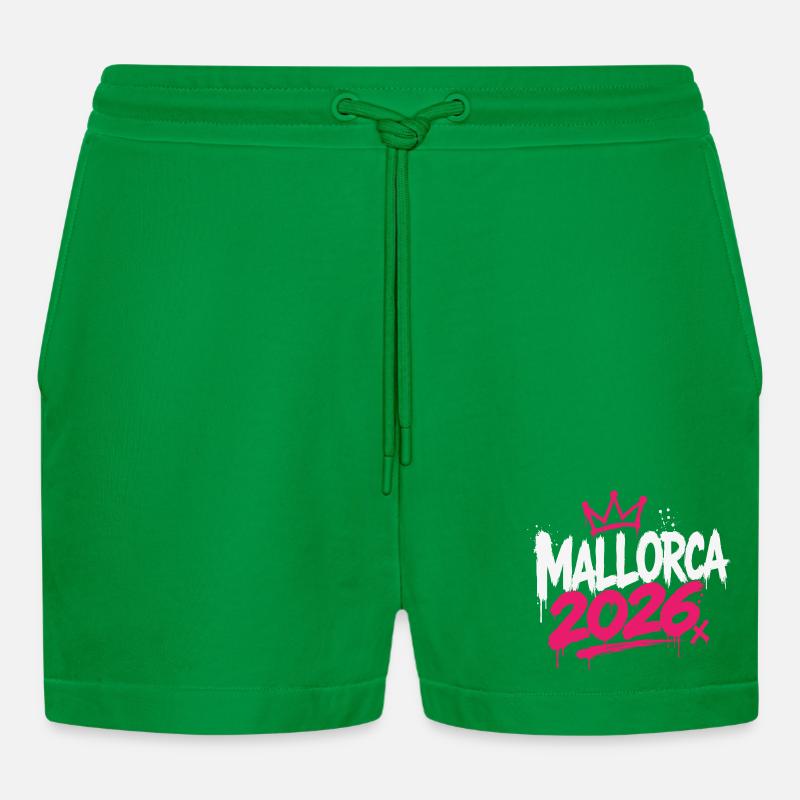 Mallorca 2026 Graffiti Krone - Organic Relaxed Cropped Shorts Made in EU - City Green