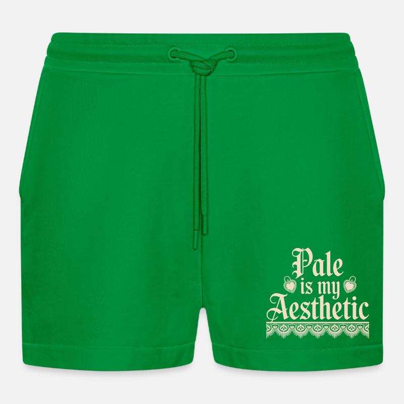 Blasse ästhetische Spitzentypografie - Organic Relaxed Cropped Shorts Made in EU - City Green